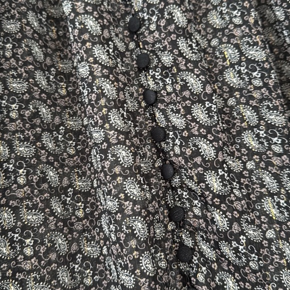 NWT ZARA Sheer Paisley Button Front Top Black XS - Picture 5 of 6